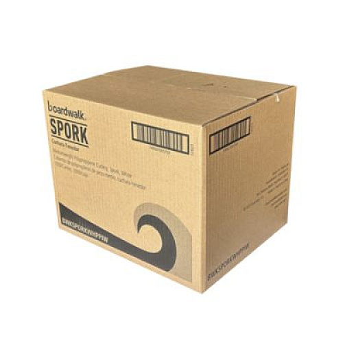 Boardwalk Mediumweight Wrapped Polypropylene Cutlery, Spork, Plastic, White, 1000/Carton (SPORKWHPPIW)
