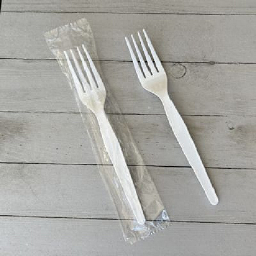 Boardwalk Heavyweight Wrapped Polystyrene Cutlery, Fork, Plastic, White, 1,000/Carton (FORKWHPSIW)