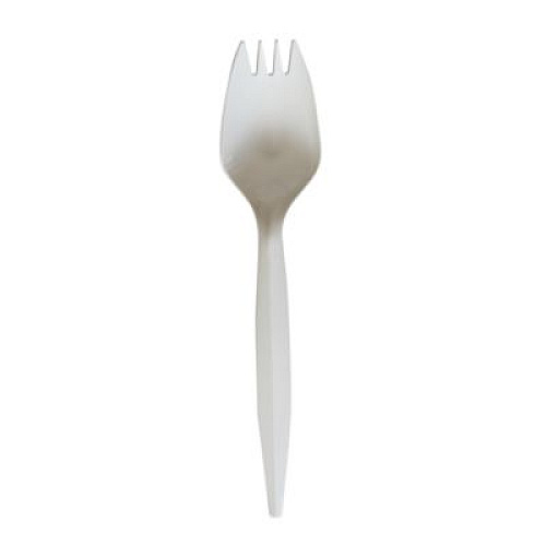 Boardwalk Mediumweight Wrapped Polypropylene Cutlery, Spork, Plastic, White, 1000/Carton (SPORKWHPPIW)