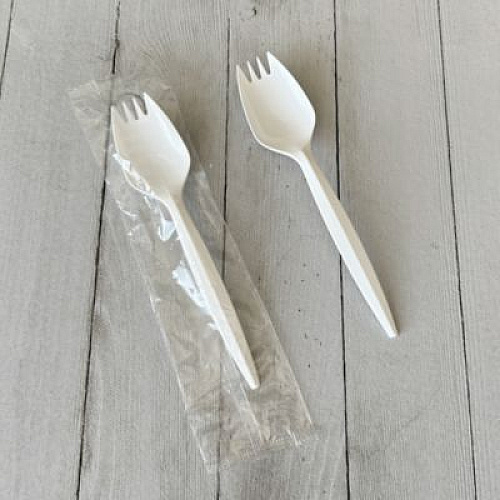 Boardwalk Mediumweight Wrapped Polypropylene Cutlery, Spork, Plastic, White, 1000/Carton (SPORKWHPPIW)