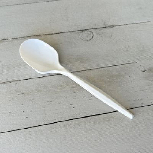 Boardwalk Mediumweight Polypropylene Cutlery, Soup Spoon, 4.86", Plastic, White, 1,000/Carton (SOUPMWPP)