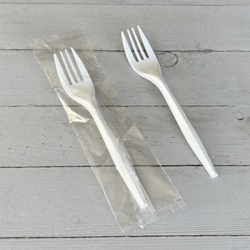 Boardwalk Mediumweight Wrapped Polypropylene Cutlery, Fork, 5.51", Plastic, White, 1,000/Carton (FORKMWPPIW)