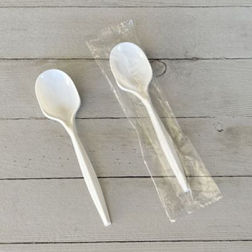 Boardwalk Mediumweight Wrapped Polypropylene Cutlery, Soup Spoon, 4.86", Plastic, White, 1,000/Carton (SOUPMWPPIW)