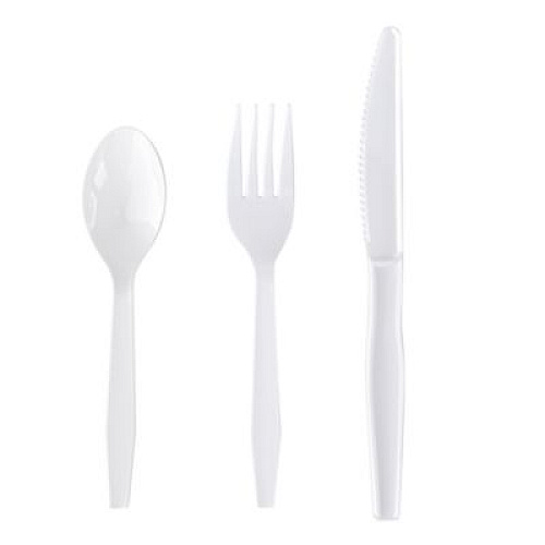 Boardwalk Three-Piece Polystyrene Cutlery Kit, Heavyweight, Fork/Knife/Spoon, Plastic, White, 250/Carton (3KITHVYWH)