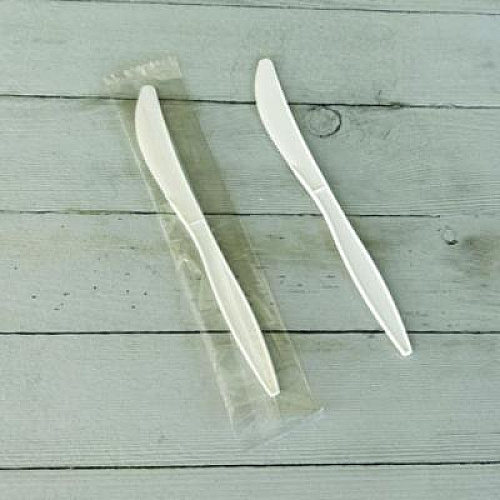 Boardwalk Mediumweight Wrapped Polypropylene Cutlery, Knife, 5.86", Plastic, White, 1,000/Carton (KNIFEMWPPIW)
