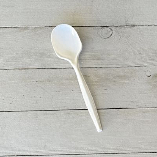 Boardwalk Mediumweight Polypropylene Cutlery, Soup Spoon, 4.86", Plastic, White, 1,000/Carton (SOUPMWPP)