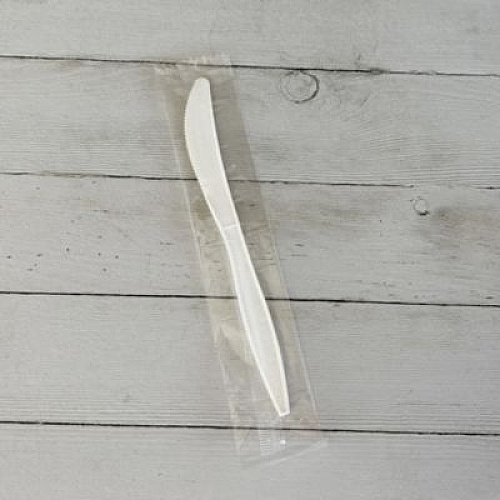 Boardwalk Mediumweight Wrapped Polypropylene Cutlery, Knife, 5.86", Plastic, White, 1,000/Carton (KNIFEMWPPIW)