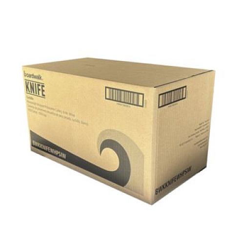 Boardwalk Heavyweight Wrapped Polystyrene Cutlery, Knife, Plastic, White, 1,000/Carton (KNIFEWHPSIW)