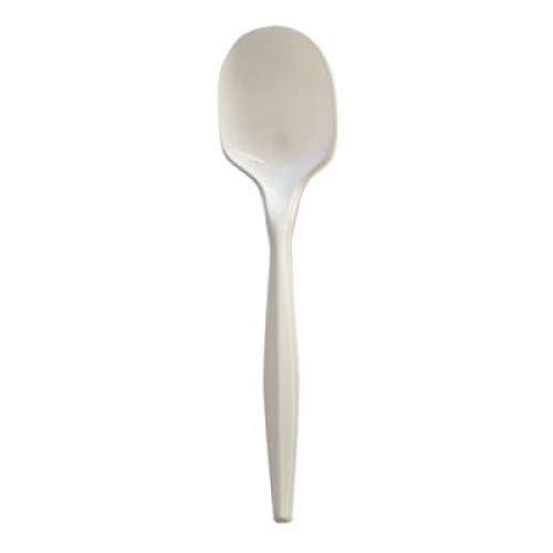 Boardwalk Mediumweight Wrapped Polypropylene Cutlery, Soup Spoon, 4.86", Plastic, White, 1,000/Carton (SOUPMWPPIW)