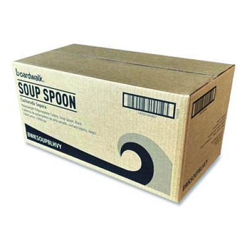 Boardwalk Heavyweight Polypropylene Cutlery, Soup Spoon, Plastic, Black, 1,000/Carton (SOUPBLHVY)