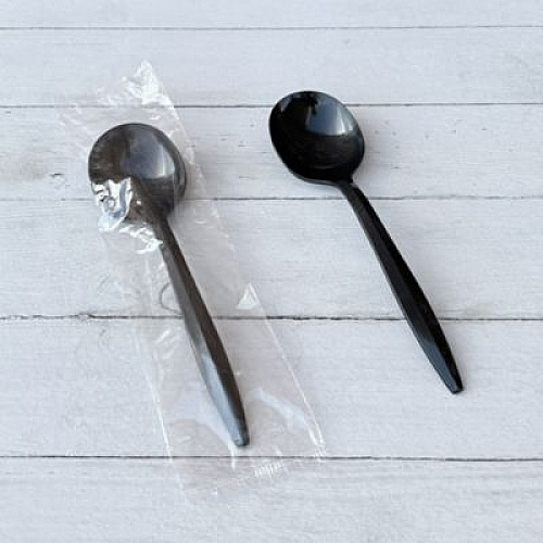 Boardwalk Mediumweight Wrapped Polypropylene Cutlery, Soup Spoon, Plastic, Black, 1,000/Carton (SOUPBLPPIW)