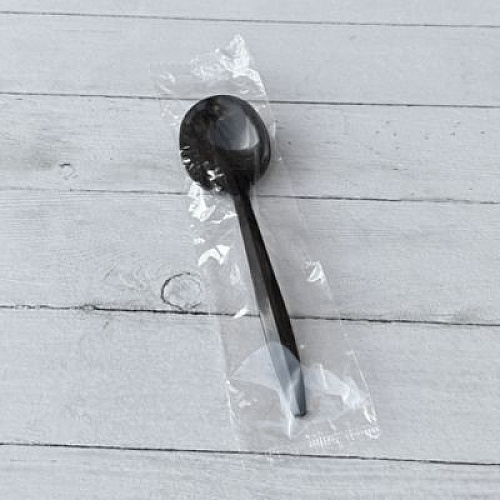 Boardwalk Mediumweight Wrapped Polypropylene Cutlery, Soup Spoon, Plastic, Black, 1,000/Carton (SOUPBLPPIW)