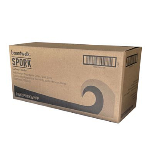 Boardwalk Mediumweight Polypropylene Cutlery, Spork, Plastic, White, 1000/Carton (SPORKWHPP)