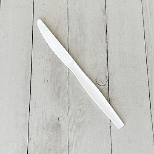 Boardwalk Heavyweight Wrapped Polystyrene Cutlery, Knife, Plastic, White, 1,000/Carton (KNIFEWHPSIW)