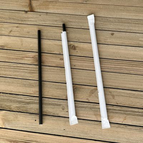 Boardwalk Wrapped Jumbo Paper Straws, 7.75", Paper, Black, 320/Pack, 4 Packs/Carton (PPRSTRWBLIW)
