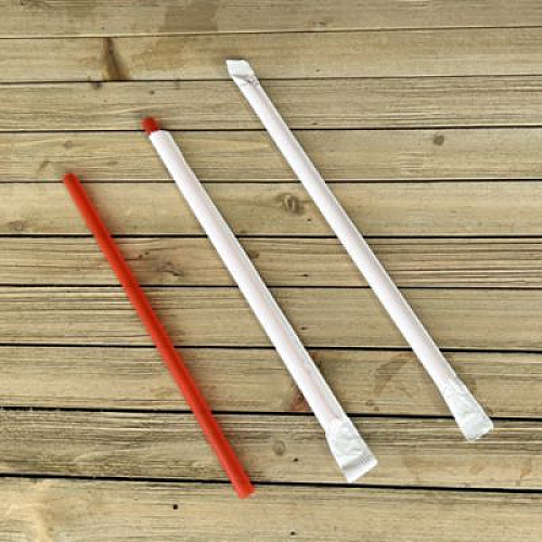 Boardwalk Wrapped Giant Straws, 7.75", Polypropylene, Red, 300/Pack, 24 Packs/Carton (GSTW775RD)