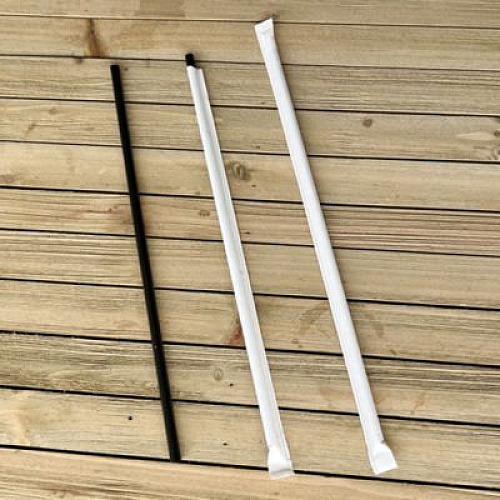 Boardwalk Wrapped Giant Straws, 10.25", Polypropylene, Black, 300/Pack, 4 Packs/Carton (GST1025BK)