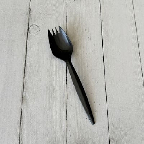 Boardwalk Mediumweight Polypropylene Cutlery, Spork, Plastic, Black, 1,000/Carton (SPORKBLPP)
