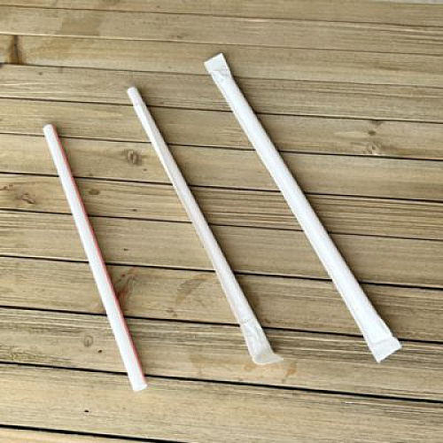 Boardwalk Wrapped Giant Straws, 7.75", Polypropylene, Red/White Striped, 300/Pack, 24 Packs/Carton (GSTW775RW)