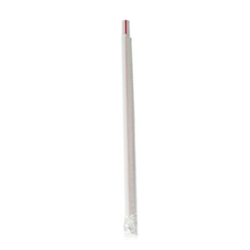 Boardwalk Wrapped Giant Straws, 7.75", Polypropylene, Red/White Striped, 300/Pack, 24 Packs/Carton (GSTW775RW)