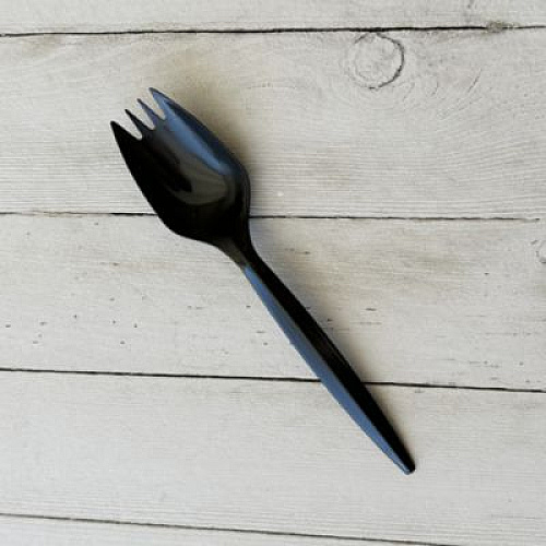 Boardwalk Mediumweight Polypropylene Cutlery, Spork, Plastic, Black, 1,000/Carton (SPORKBLPP)