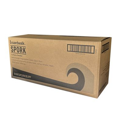 Boardwalk Mediumweight Polypropylene Cutlery, Spork, Plastic, Black, 1,000/Carton (SPORKBLPP)