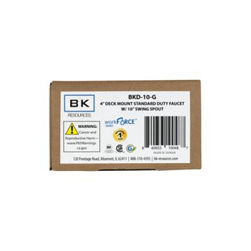 BK Resources WorkForce Standard Duty Faucet, 4.55" Height/10" Reach, Chrome-Plated Brass (BKD10)