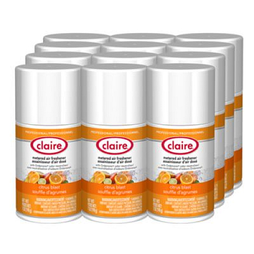 Claire Metered Air Freshener, 7 oz Aerosol Spray, Citrus Blast, 12/Carton (112)