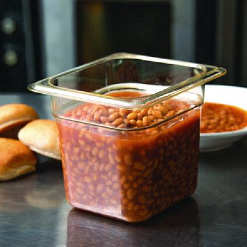 Carlisle StorPlus High Heat Food Pan, 2.5 qt, 6.38 x 6.75 x 6, Amber, Plastic (3088513)