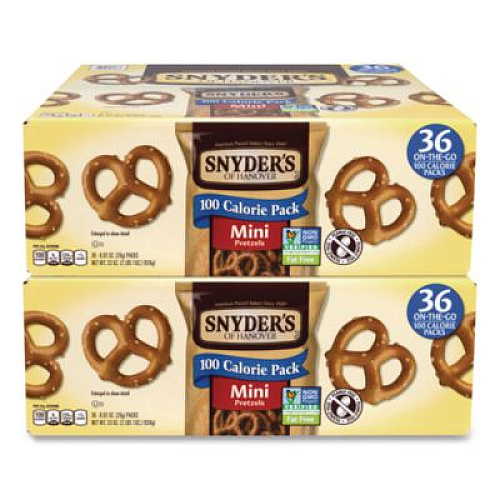 Snyder's Mini Pretzels. 0.92 oz Pack, 36 Packs/Box, 2 Boxes/Carton (60004087)