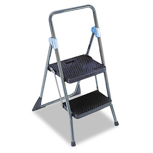 COSCO Commercial 2-Step Folding Stool, 300 lb Capacity, 20.5 x 24.75 x 39.5, Gray (11829GGB)