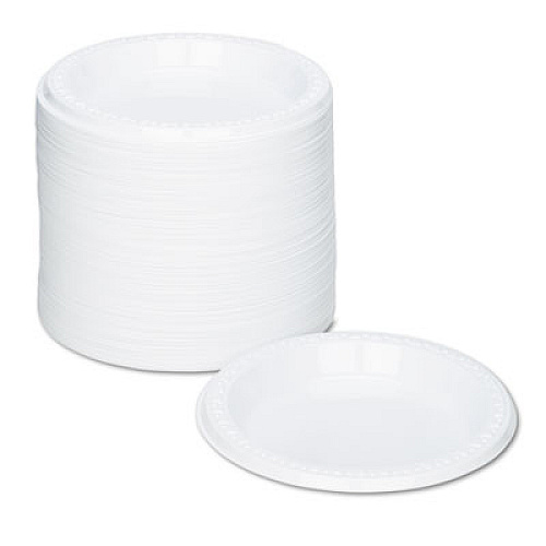 Tablemate Plastic Dinnerware, Plates, 6" dia, White, 125/Pack (6644WH)