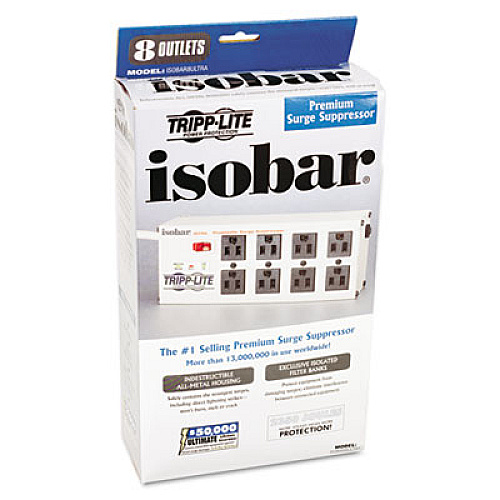 Tripp Lite Isobar Surge Protector, 8 Outlets, 12 ft Cord, 3840 Joules, Metal Housing (ISOBAR8ULTRA)