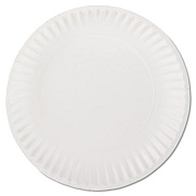 AJM Packaging Corporation White Paper Plates, 9" dia, 100/Pack (PP9GREWHPK)