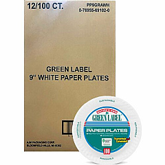 Green Label 9" Green Label Economy Paper Plates (PP9GRA)