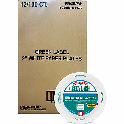 Green Label 9" Green Label Economy Paper Plates (PP9GRA)