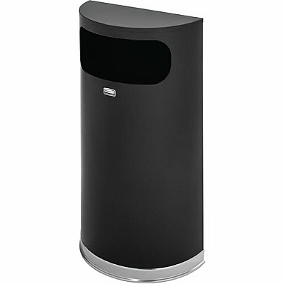 Rubbermaid Commercial Black/Chrome Half Round Receptacle (SO820PLBK)