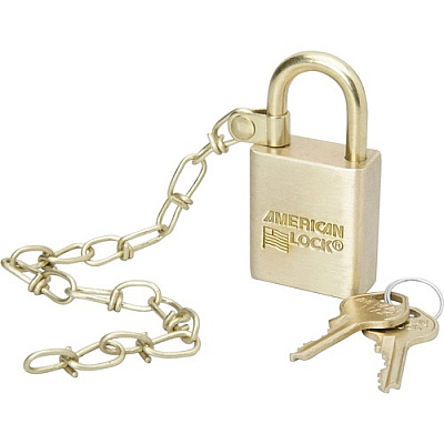 SKILCRAFT Solid Brass Case Padlock with Chain (5340015881676)