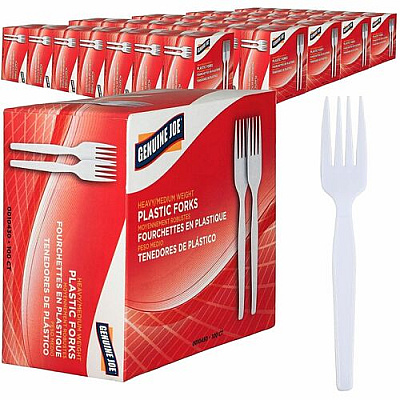 Genuine Joe Heavyweight White Plastic Forks (0010430CT)
