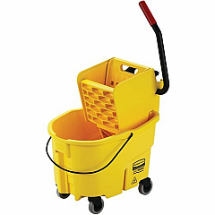 Rubbermaid Commercial Wave Brake Side Press Mop Bucket (7480YEL)