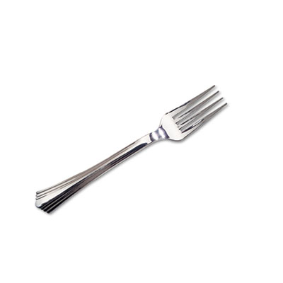 WNA Reflections Heavyweight Plastic Utensils, Fork, Silver, 80/Box (61080)