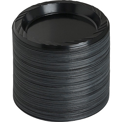 Genuine Joe Round Plastic Black Plates (GJO10427CT)
