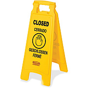 Rubbermaid Commercial Closed Multi-Lingual Floor Sign (611278YWCT)