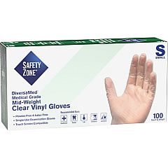 Safety Zone Powder Free Clear Vinyl Gloves (GVEPSM1C)