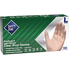 Safety Zone Powder Free Clear Vinyl Gloves (GVP9LGHH)