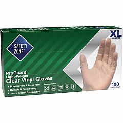 Safety Zone Powder Free Clear Vinyl Gloves (GVP9XLHH)