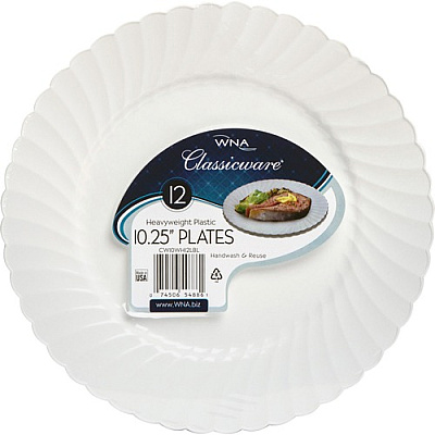 Classicware WNA Comet Heavyweight Plastic White Plates (RSCW101212W)