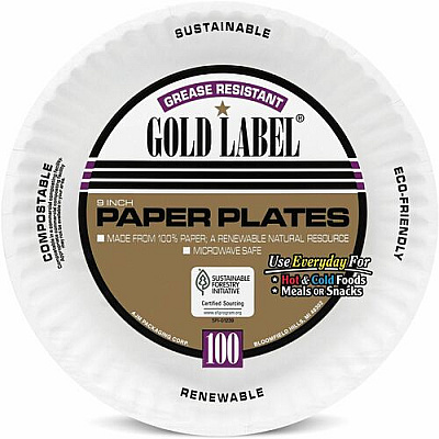 Gold Label 9" Dinnerware Paper Plates (CP9GOEWH)