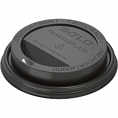 SOLO 10-24 oz PS Plastic Traveler Dome Cup Lid - Black (TLB3160004)