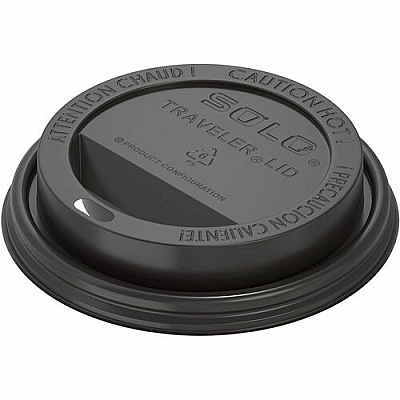 SOLO 10-24 oz PS Plastic Traveler Dome Cup Lid - Black (TLB3160004)
